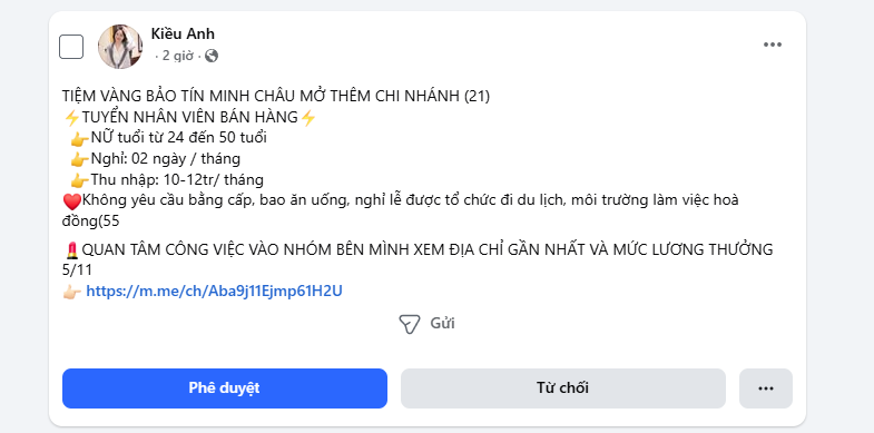 Hình ảnh những mẩu tin lừa đảo tuyển dụng